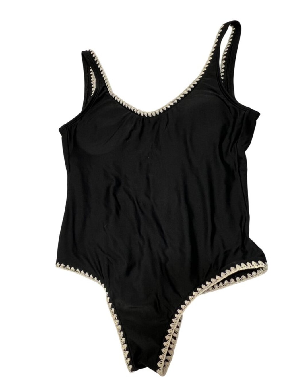 Mossimo Womens Black One-Piece Swimsuit With Crochet Trim Size M Nylon/Spandex B - Picture 2 of 14